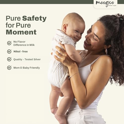 The Original Silver Nursing Cups - 925k Nipple Cups - Nipple Shield for Nursing Newborn - Silver Nipple Covers Breastfeeding (Pure Silver, 925 Regular Size)