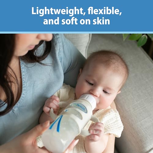 Dr. Brown's Milestones Narrow Sippy Spout Bottle with 100% Silicone Handles, Easy-Grip Handles with Soft Sippy Spout, 8oz/250mL, Light-Blue & Gray, 2-Pack, 6m+