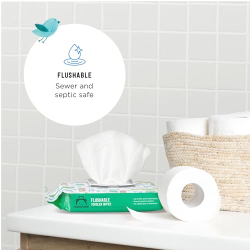 Amazon Brand - Mama Bear Toddler Toilet Wipes, Fragrance Free, Plant-Based Hypoallergenic, 336 Count, 8 Packs of 42