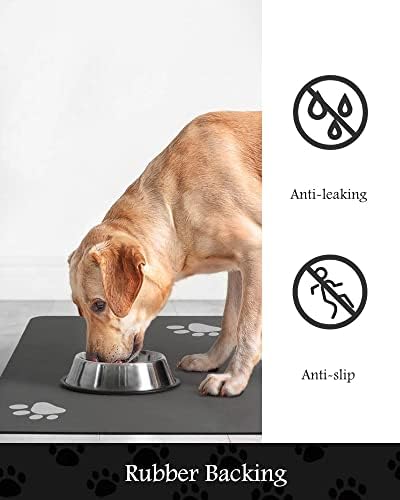 Pet Feeding Mat-Absorbent Dog Mat for Food and Water Bowl-No Stains Quick Dry Dispenser Mat-Dog Accessories Pet Supplies-Bowl for Messy Drinkers(Darkgrey,16"x24"