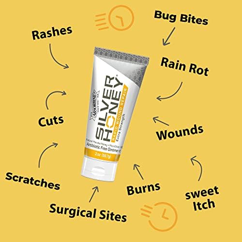 Absorbine Silver Honey Rapid Wound Repair Ointment 2oz Tube, Manuka Honey & MicroSilver BG