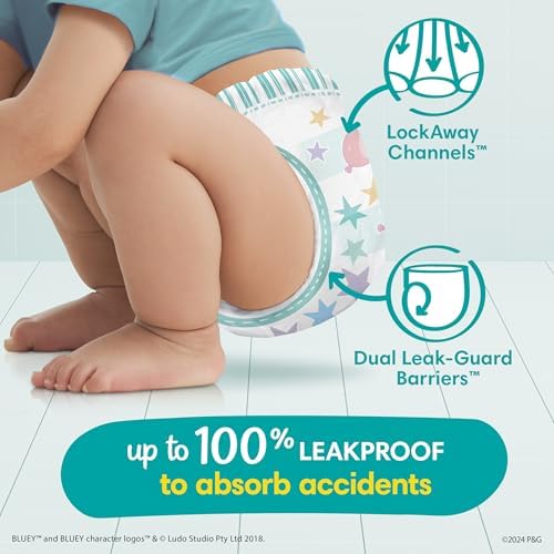 Pampers Training Pants - Easy Ups Boys & Girls Bluey - Size 4T-5T, 104 Count, Children's Potty Underwear (Packaging May Vary)