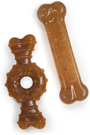 Nylabone Ring Bone Chew Toy for Puppies, Puppy Teething Toys, Puppy Enrichment Toys, Chicken Flavor, Medium Dogs - Up to 35 lbs, 2 Pack
