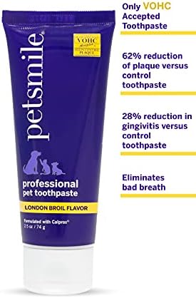 Petsmile Professional Pet Toothpaste for Cats & Dogs - Only VOHC Accepted Toothpaste - Clinically Proven to Control Plaque & Tartar Calprox Formula (London Broil, 2.5 Oz)