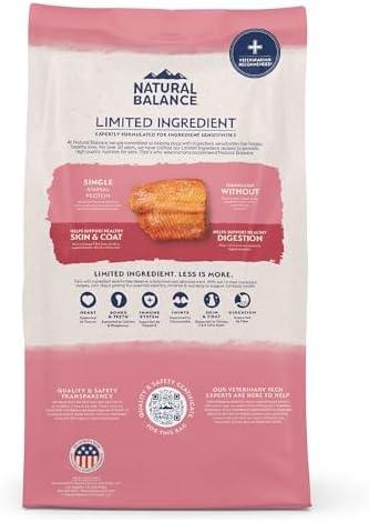 Natural Balance Limited Ingredient Adult Dry Dog Food with Healthy Grains, Salmon & Brown Rice Recipe, 24 Pound (Pack of 1)
