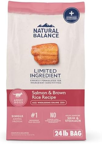 Natural Balance Limited Ingredient Adult Dry Dog Food with Healthy Grains, Salmon & Brown Rice Recipe, 24 Pound (Pack of 1)