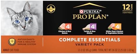 Purina Pro Plan Gravy, High Protein Wet Cat Food Variety Pack, Complete Essentials Chicken and Turkey Favorites - (2 Packs of 12) 3 oz. Cans