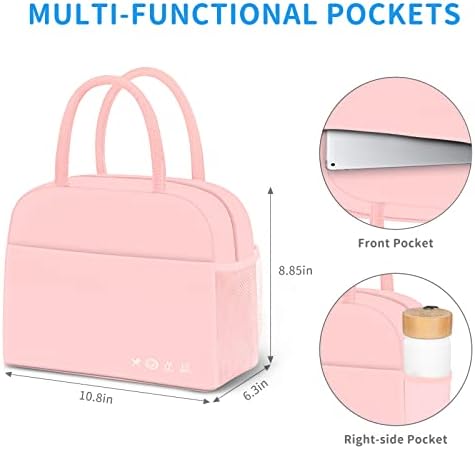 DALINDA Lunch Bag Lunch Box for Women Men Reusable Insulated Lunch Bags for Adults,Leakproof Cute Cooler Lunch Tote Bag,Large Capacity for Work Travel Picnic, PINK