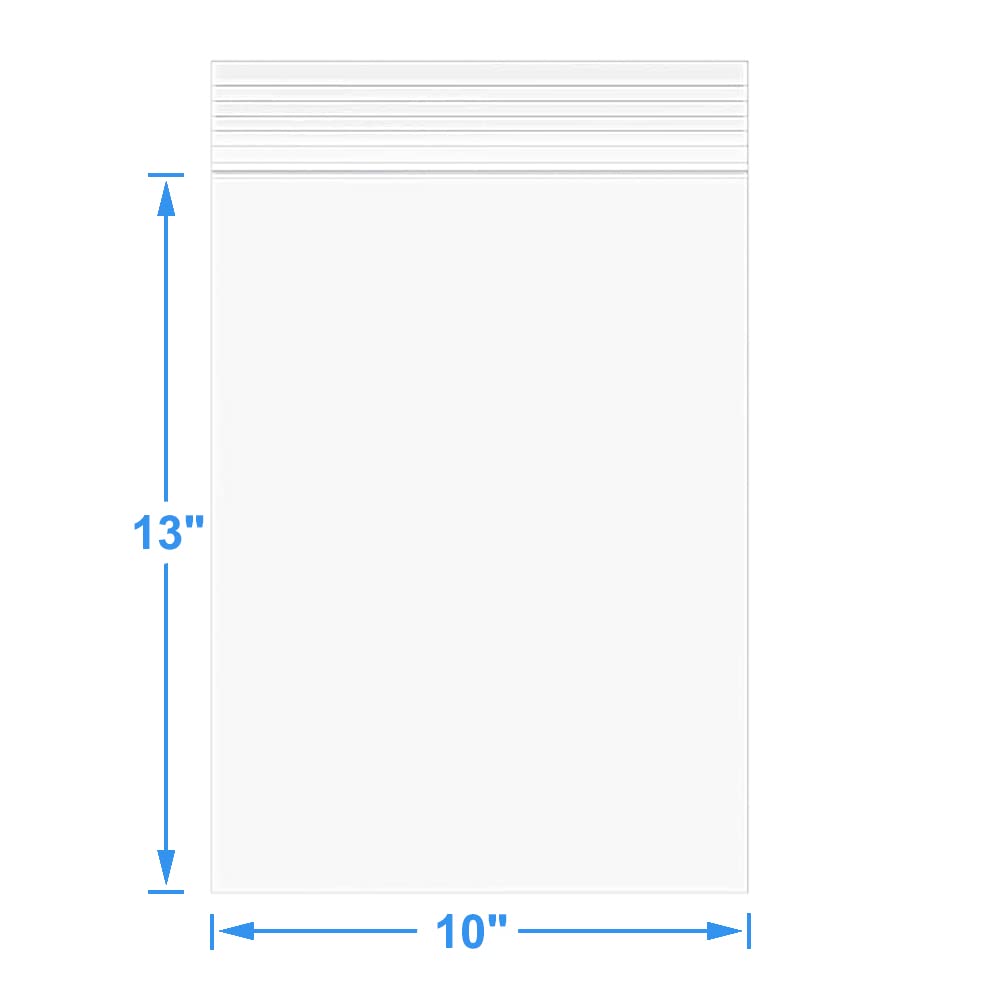 Foopama 100 PCS 10" x 13" Thick Clear Zip Poly Lock Plastic Bags Seal Reclosable Zip Bag Durable 2.4 Mil Clothing T-Shirt Toys Snacks Zipper Bags