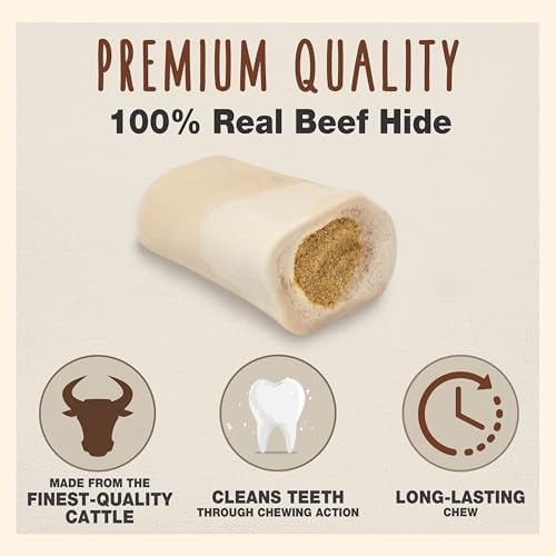 Cadet Stuffed Shin Bones - Highly Digestible, High Protein, Long-Lasting Dog Chew Bone for Aggressive Chewers, Supports Dental Health, - Peanut Butter Flavor, Small (3 Count)