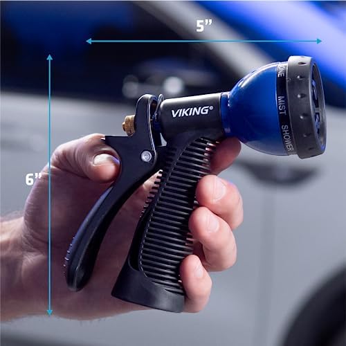 VIKING Hose Nozzle, Garden Hose Nozzle with 8 Spray Patterns, Adjustable and Heavy Duty for Washing Car, Watering Plants, Washing Pets, and Home Use, 2 Pack