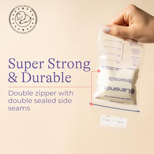 Lansinoh Breastmilk Storage Bags, 200 Count Value Pack, Baby Essentials, Fast Freeze & Thaw Breast Milk Bags for Baby Bottle Feeding, Superior Strength & Stretch, 6 Ounce