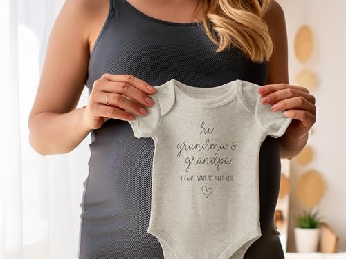 Hi Grandma & Grandpa I Can't Wait To Meet You Pregnancy Announcement Infant Bodysuit - Surprise Gift For Grandparents (Natural)