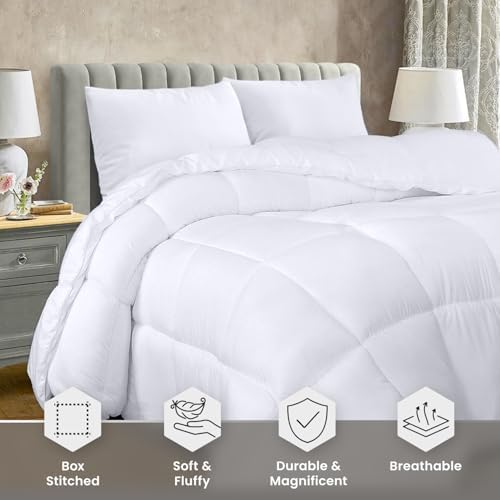 Utopia Bedding Comforter Duvet Insert, Quilted Comforter with Corner Tabs, Box Stitched Down Alternative Comforters King Size (White)
