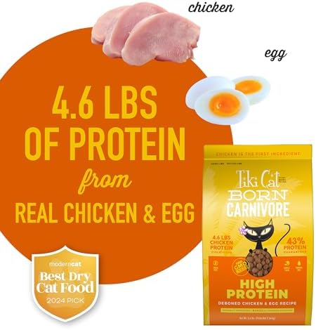 Tiki Cat Born Carnivore High Protein Dry Cat Food, Deboned Chicken & Egg 5.6 lbs. Bag