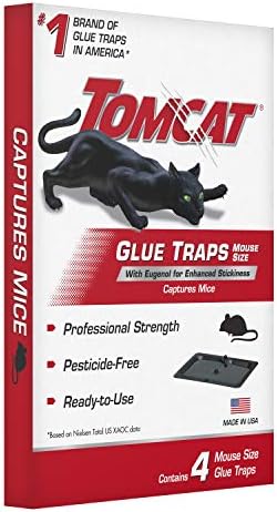Tomcat Mouse Trap with Immediate Grip Glue for Mice, Cockroaches, and Spiders, Ready-to-Use, 4-Pack (16 Glue Traps)
