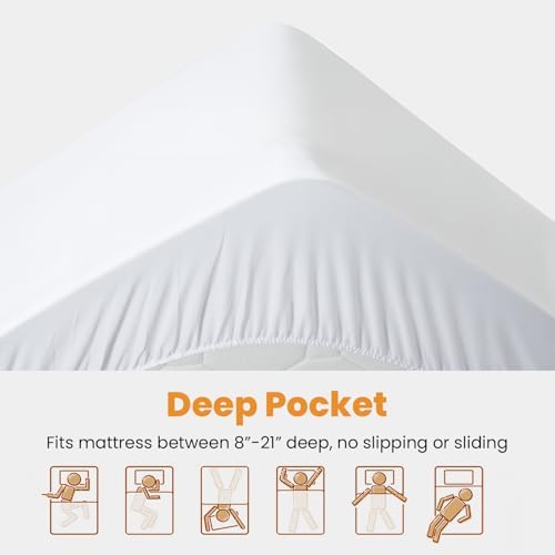 MATBEBY Queen Size Mattress Pad - Cooling Breathable Mattress Topper, Quilted Fitted Mattress Protector, Pillow Top Mattress Cover with 8-21" Deep Pocket, Soft, Machine Washable, White, 60x80 Inches