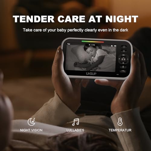 Baby Monitor with Camera and Audio- Video Baby Monitor with 960ft Long Range, Remote Pan-Tilt-Zoom, Night Vision, Temperature Sensor, 2-Way Talk, 8 Lullabies, 30-Hour Battery & No WiFi