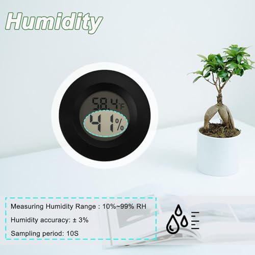 Mini Hygrometer Digital Thermometer Humidity Meter 6 Pack Hygrometer Thermometers Indoor/Outdoor Humidity Monitor Reptile Thermometer for Humidors Greenhouse Garden Cellar Fahrenheit(℉)/ Celsius(℃)