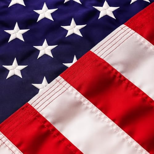 3x5 USA Flag With Embroidered Stars & Sewn Stripes - American Flags for Outside 3x5 – Heavy Duty UV Treated Polyester (Tougher Than Nylon), 70% More Fade Resistant