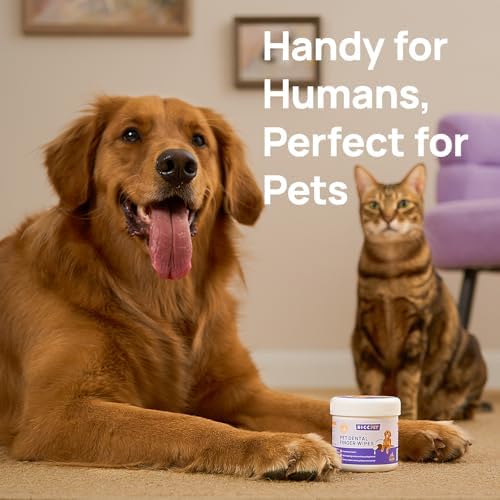 HICC PET Teeth Cleaning Wipes for Dogs & Cats, Vet-Recommended Remove Bad Breath & Plaque & Tartar Buildup Dog Finger Toothbrush Wipes, No-Rinse Dog Tooth Brushing Kit Gentle Cleansing & Gum Care