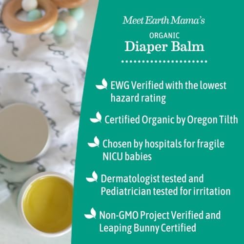 Earth Mama Organic Diaper Balm 2-Ounce | Diaper Cream for Baby | EWG Verified, Petroleum & Artificial Fragrance-Free with Calendula for Sensitive Skin (2-Pack)