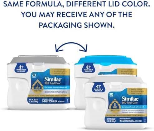 Similac 360 Total Care Infant Formula, Has 5 HMO Prebiotics, Our Closest Prebiotic Blend to Breast Milk, Non-GMO, Baby Formula Powder, 20.6-oz Tub