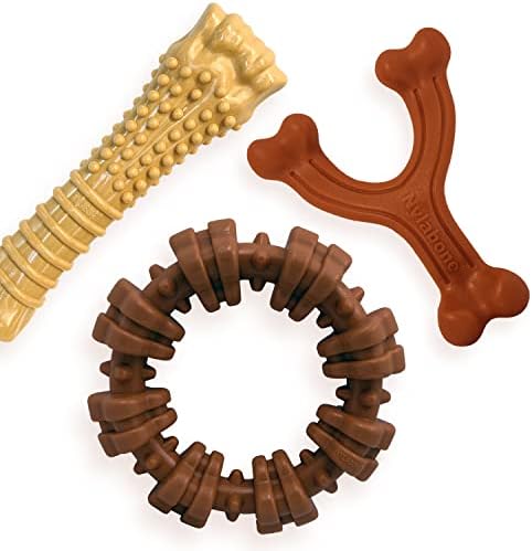 Nylabone Customer Favorites Power Chew Toy Bundle for Dogs, Indestructible Dog Toys for Aggressive Chewers, Pack of 3 Dog Toys, Flavor Medley, Large Dogs - Up to 50 lbs, 3 Pack