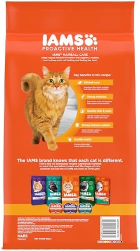 IAMS Proactive Health Adult Hairball Care Dry Cat Food with Chicken and Salmon, 7 lb. Bag