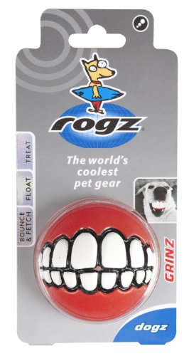 Rogz Fun Dog Treat Ball in various sizes and colors, Medium, Red