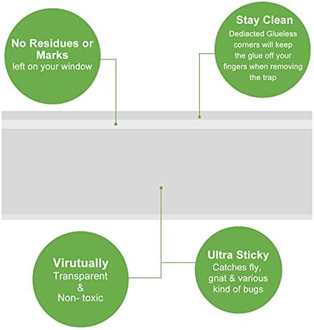 50 Pack Window Fly Trap, Fruit Fly Traps for Indoors, Fly Paper Sticky Strips, Fly Traps for Indoors Clear