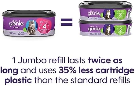 Litter Genie Refill Bags | Jumbo 1-Pack, 28 Total ft | Up to 4 Months of Supply in 1 Cartridge | Ultimate Odor Control Cat Litter Bags