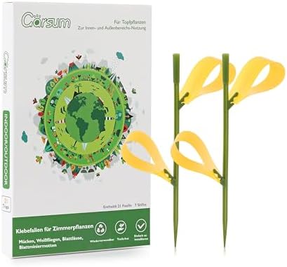 Garsum 42 Traps Sticky Houseplant Traps Gnat Yellow Insect Trap Indoor Fruit Fly Stakes Trap