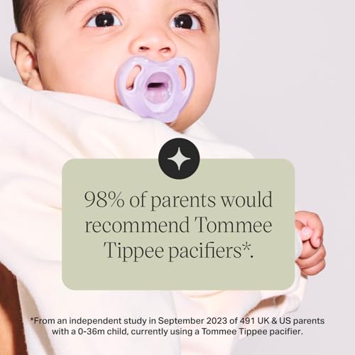 Tommee Tippee Ultra-light Pacifier, 6-18m, 4 Pack, Symmetrical One-Piece Design, BPA-free Silicone Binkies, Lightweight, Breathable Air Holes, Newborn Baby Pacifiers