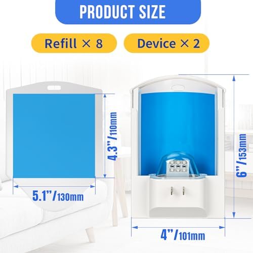 2 Flying Insect Traps & 8 Cartridges - Plug in Fruit Fly Trap for Indoor - Bug Catcher for Gnats, House & Fruit Flies - Mess-Free with Blue & UV Light (2 x Devices & 8 x Refills)