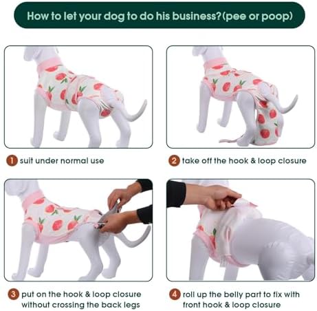 Kuoser Dog Onesie for Surgery Female, Surgical Onesie for Dogs, Female & Male Post-Op Wear, Recovery Suit for Dogs After Surgery Breathable Pet Surgery Suit, Pink XL