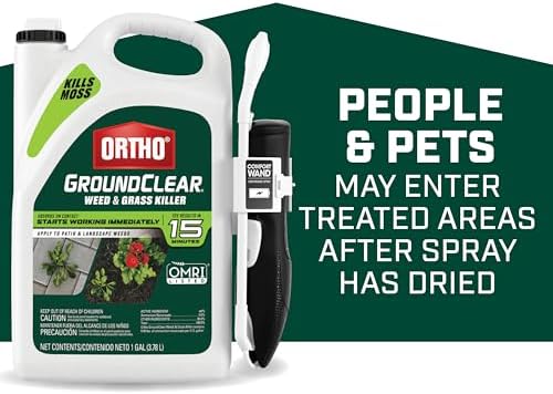 Ortho GroundClear Weed and Grass Killer with Comfort Wand, Kills Dandelions, Chickweed, Crabgrass, Moss and More in Patios and Landscapes, OMRI Listed, 1 gal.