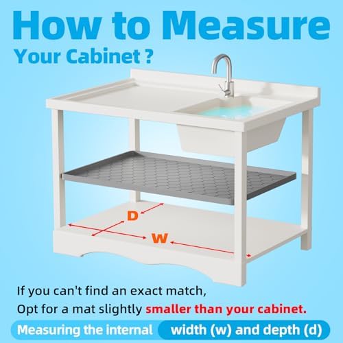 Silicone Under Sink Mat 34" x 22", Kitchen Essentials and Gadgets, Shelf Liner and Cabinet Protector, Home Organizers and Storage, Waterproof Bathroom Tray