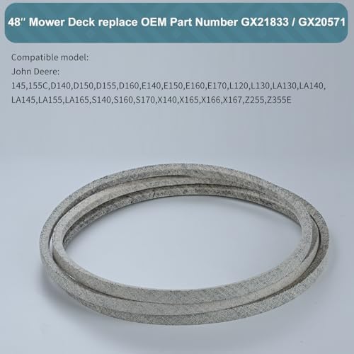 1/2 x 141 Mower Deck Belt GX21833/GX20571, Kevlar Cord Belt for John Deere D140 D150 D160 L120 L130 L145 L155 LA130 LA140 LA145 LA165,S140, S160, S170 S140 Z255 with 48 inch Deck (GX21833)
