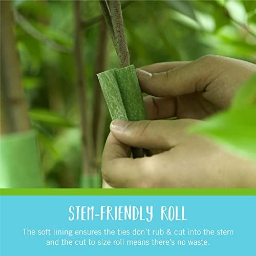 VELCRO Brand ONE-WRAP Ties | Tree and Plant Supports for Effective Growing | Strong Gardening Grips are Reusable and Adjustable | Cut-to-Length, 18 ft x 2 in, Green-Recycled Plastic