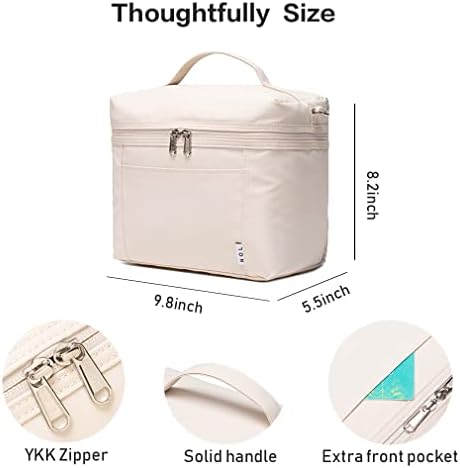 NOL Natural Organic Lifestyle Insulated Lunch Bags for Women Cooler Bag Lightweight Nylon Waterproof Lunch Box For Work(Medium, Cream