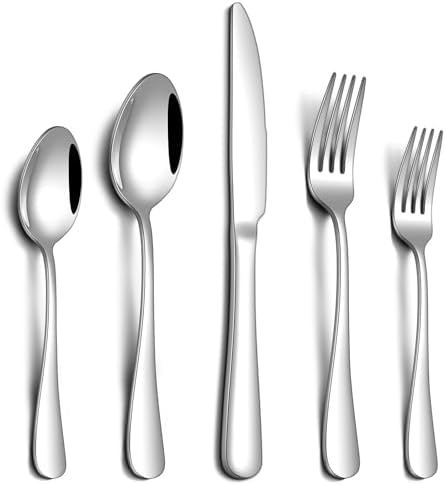 20 Piece Silverware Set, Stainless Steel Flatware Set for 4 Food Grade Cutlery Utensil Set Include Knife Fork Spoon Mirror Polished Dishwasher Safe