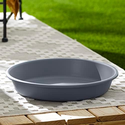 The HC Companies Flower Pot Saucers - Plastic Plant Saucer for Outdoors & Indoors - Traditional Design Plant Pot Trays for Water Drainage - Durable Round Plant Tray (Pack of 1, 21-inch Warm Gray)