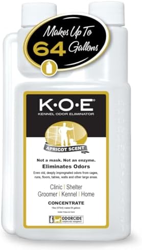 Thornell Odor Eliminator 16oz Concentrate – K.O.E. Apricot Odor Eliminator for Strong Odor for Cages, Runs & More – Pet Odor Eliminator for Home & Kennel w/Safe, Non-Enzymatic Formula