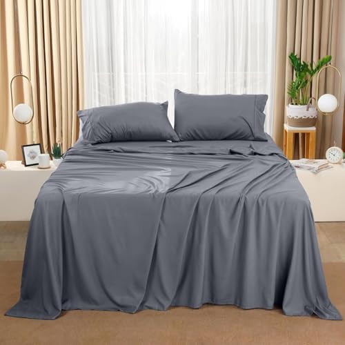 Utopia Bedding Queen Sheet Set – 4 Piece Bed Sheets for Queen Size Bed, Soft and Breathable Microfiber, Includes 1 Fitted Sheet, 1 Flat Sheet and 2 Pillowcases (Grey)