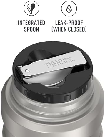 THERMOS Stainless King Vacuum-Insulated Food Jar with Spoon, 16 Ounce, Matte Stainless Steel