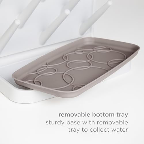 Ubbi Vertical Baby Bottle Drying Rack, Space Saving Countertop Drying Rack Baby Accessory, Taupe