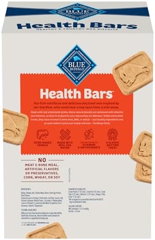 Blue Buffalo Health Bars Crunchy Dog Biscuits, Oven-Baked With Natural Ingredients, Bacon, Egg & Cheese, 3.5-lb Box