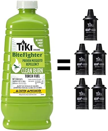 TIKI Clean Burn Mosquito Repellent Torch Fuel – 1/2 Gallon (64 oz.), Smokeless & Low-Soot Citronella, Mosquito Repellent, Plant-Based Formula for Outdoor, Patio, Garden & Backyard Torches