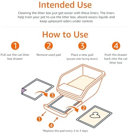 Amazon Basics Cat Litters Pee Pads, 40 Count, Universal Fit for Litter Box, Odor Control with Fresh Scent, Purple and White